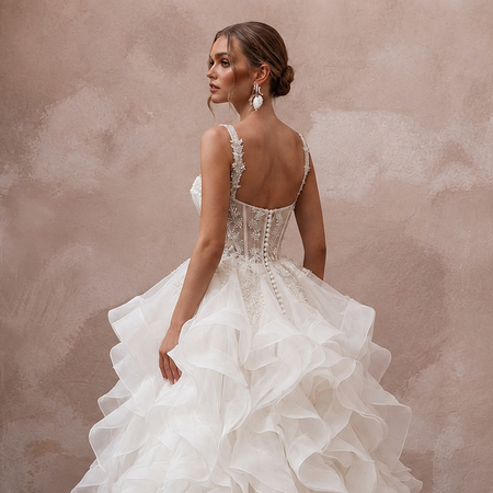 Romantic Wedding Dresses with Cascading Organza Ruffles