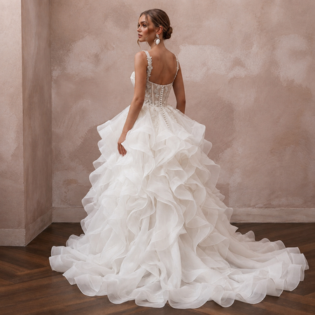 Romantic Wedding Dresses with Cascading Organza Ruffles