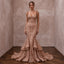 Rose Gold Beaded Tulle Mermaid Gown for Black Tie Wedding