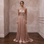 Rose Gold Metallic Plisse Halter Neck Prom Dress