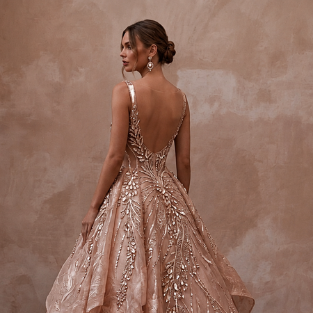 Rose Gold Wedding Dresses with Crystal Details