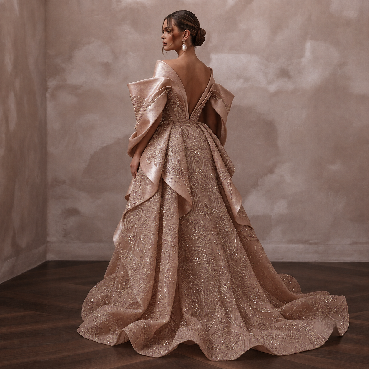 Rose Gold Wedding Dresses with Crystal Embroidery Secondary image