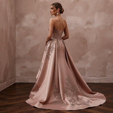 Rose Gold Wedding Dresses with Metallic Embroidery - Apparel & Accessories > Clothing > Wedding & Bridal Party Dresses > Wedding Dresses - Mignonette Bridal