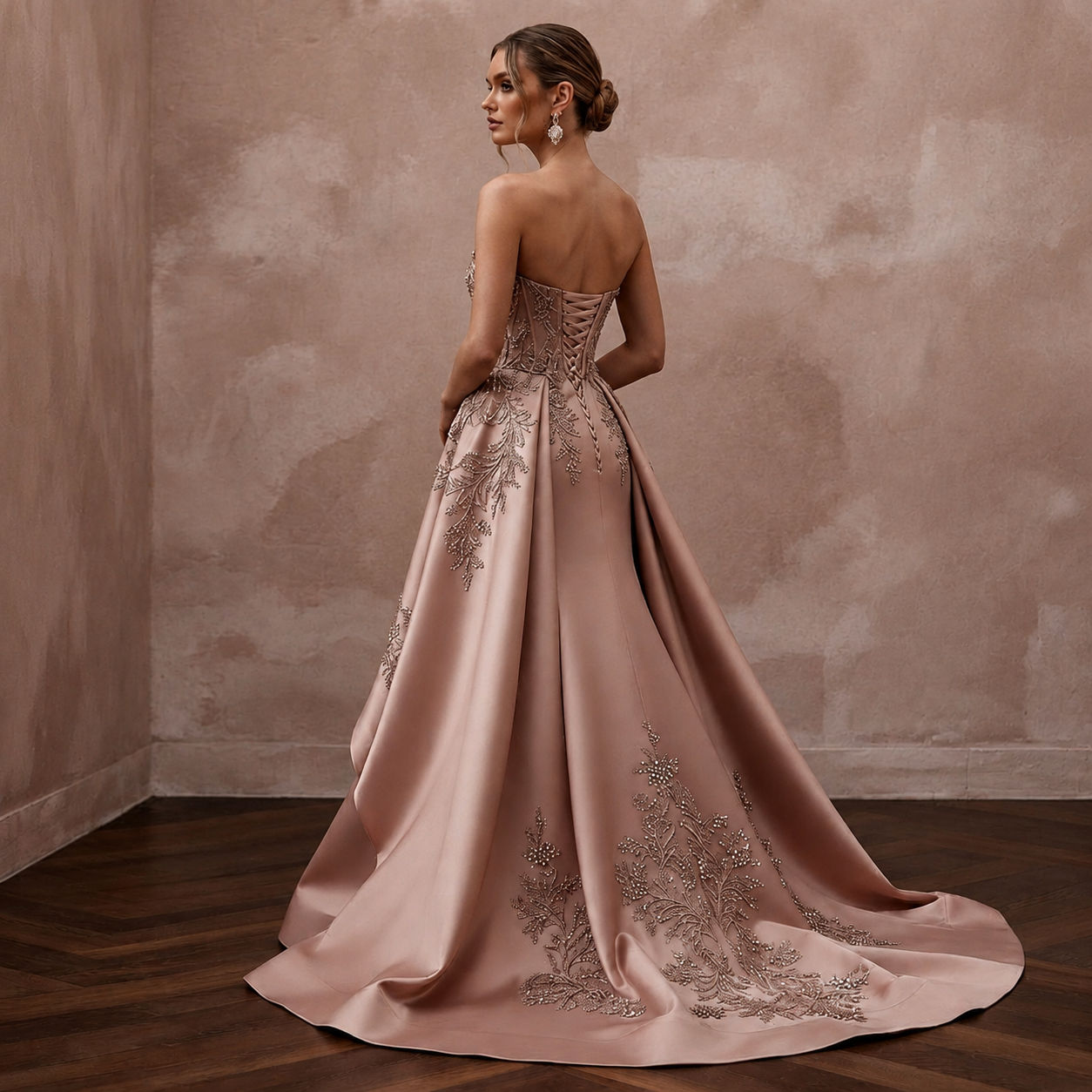Rose Gold Wedding Dresses with Metallic Embroidery Secondary image