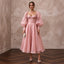 Rose Pink Silk Organza Voluminous Sleeve Midi Dress for Wedding Guest - Apparel & Accessories > Clothing > Wedding & Bridal Party Dresses > Wedding Dresses - Mignonette Bridal