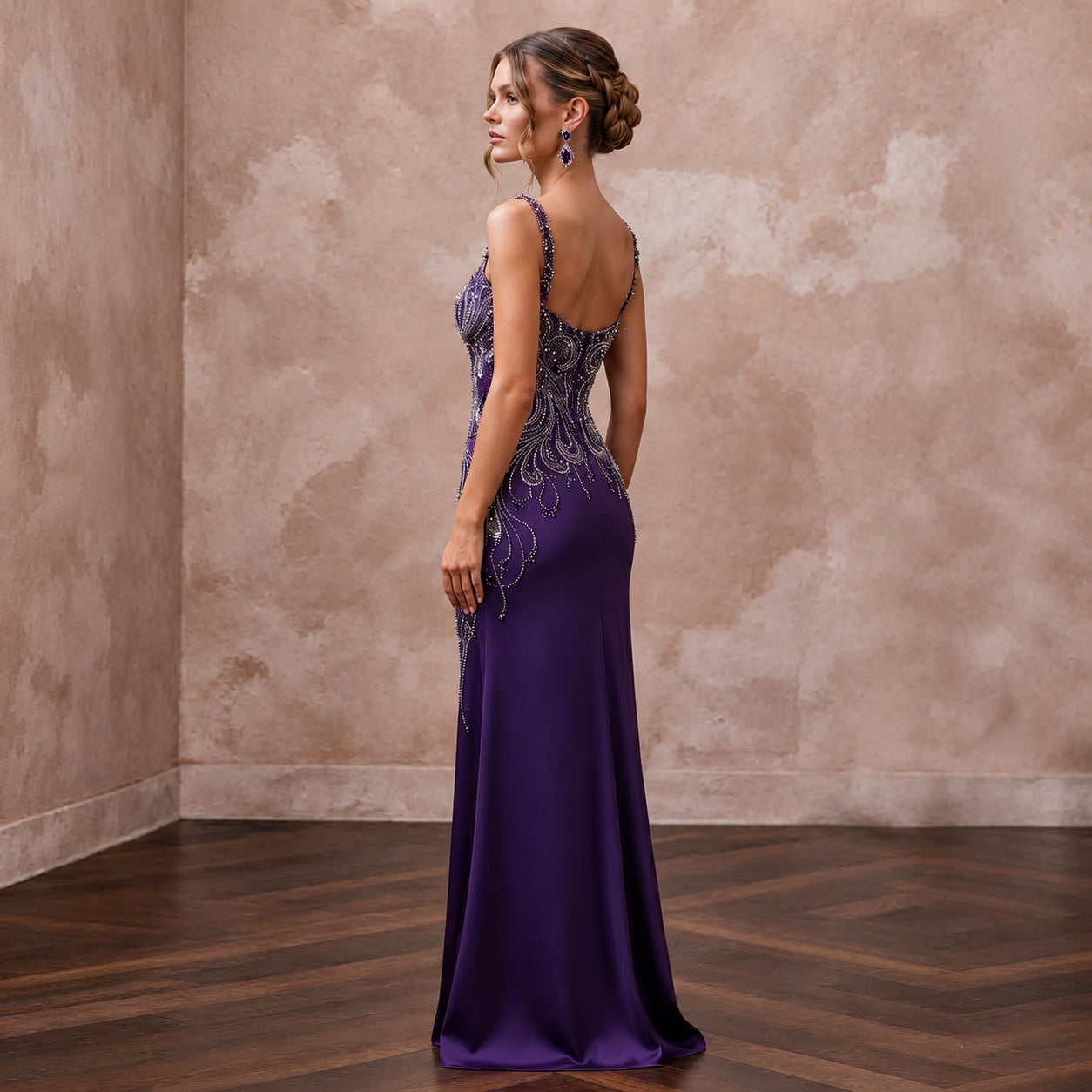 Royal Purple Silk Charmeuse Bias Cut Slip Dress for Black Tie Gala Secondary image