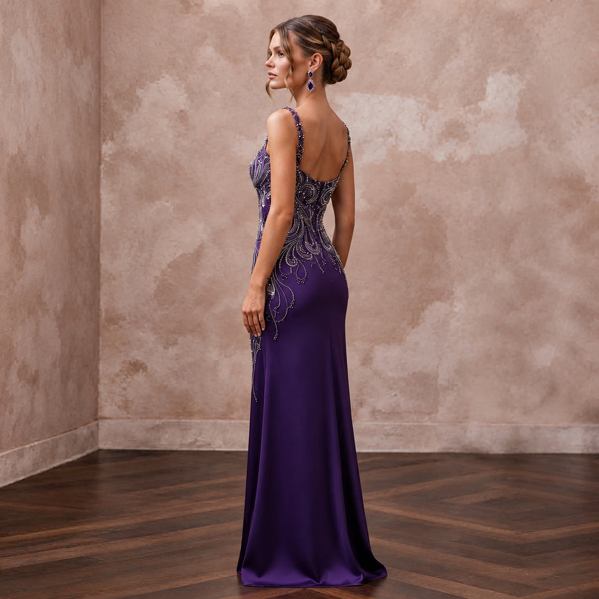 Royal Purple Silk Charmeuse Bias Cut Slip Dress for Black Tie Gala - Apparel & Accessories > Clothing > Wedding & Bridal Party Dresses > Wedding Dresses - Mignonette Bridal