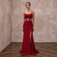 Ruby Red Crepe Cut - Out Waist High Slit Formal Dress - Apparel & Accessories > Clothing > Wedding & Bridal Party Dresses > Wedding Dresses - Mignonette Bridal