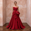Ruby Red Sculptural Faille Peplum Bodice Strapless Ball Gown