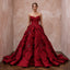 Ruby Red Sculptural Faille Strapless Ball Gown for Charity Gala - Apparel & Accessories > Clothing > Wedding & Bridal Party Dresses > Wedding Dresses - Mignonette Bridal