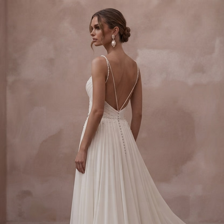 Ruched Chiffon Wedding Dresses with Flattering Shapes - Apparel & Accessories > Clothing > Wedding & Bridal Party Dresses > Wedding Dresses - Mignonette