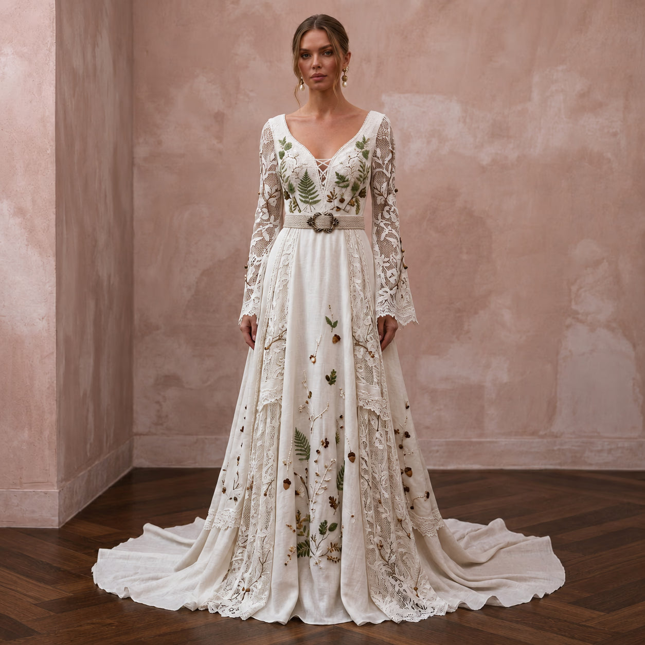 Rustic A-Line Wedding Dress for a Woodland Ceremony