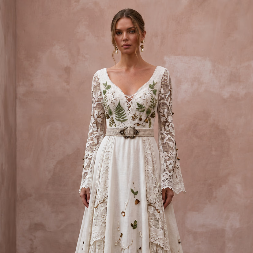 Rustic A-Line Wedding Dress for a Woodland Ceremony