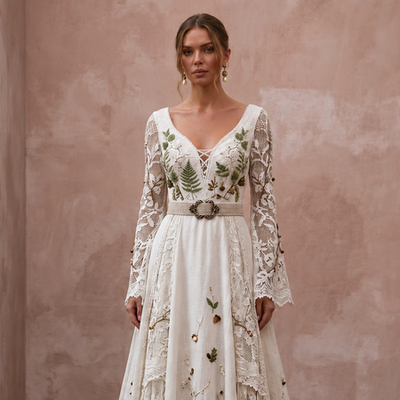 Rustic A-Line Wedding Dress for a Woodland Ceremony