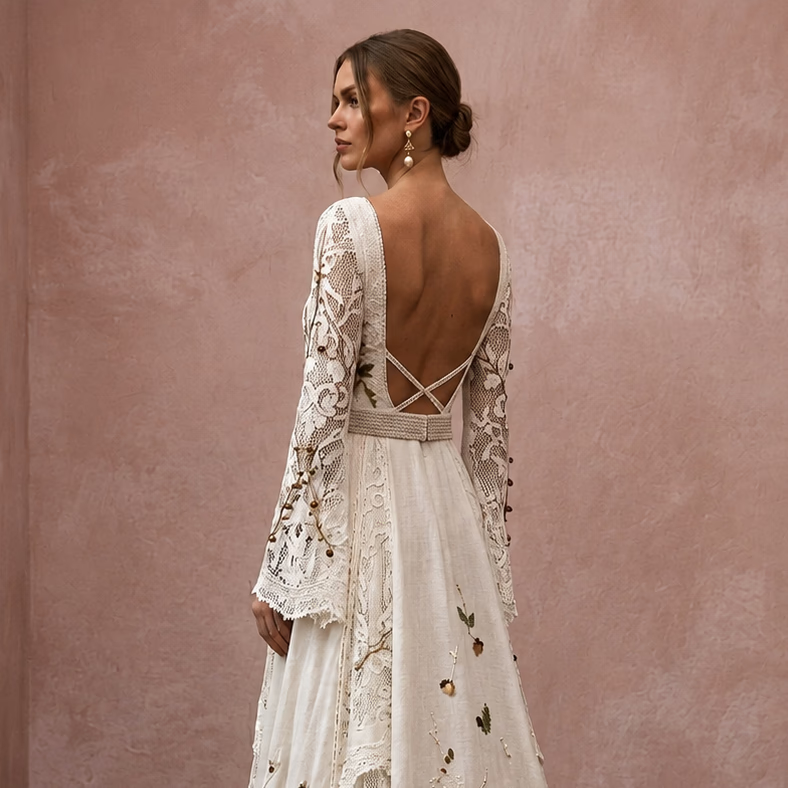 Rustic A-Line Wedding Dress for a Woodland Ceremony