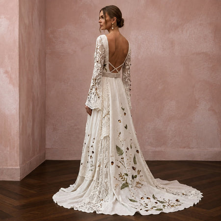 Rustic A-Line Wedding Dress for a Woodland Ceremony