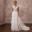 Rustic Bohemian Wedding Dress with Lace Bodice and Flowing Skirt