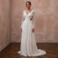 Rustic Boho Wedding Gown with Floral Lace and Open Back