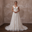 Rustic Floral Lace Wedding Dress with A-Line Skirt for an Outdoor Ceremony