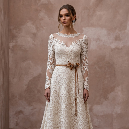 Rustic Lace Wedding Dress for an Autumn Barn Wedding