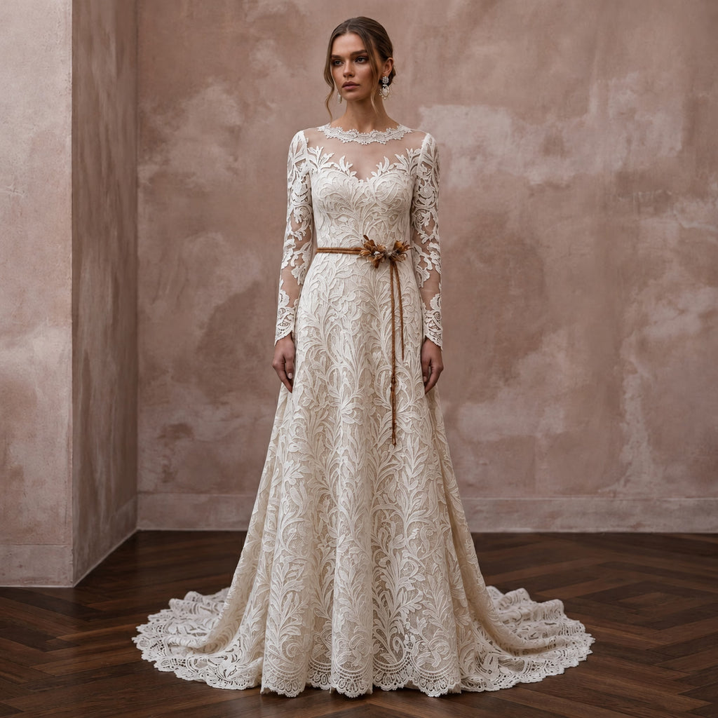 Rustic Lace Wedding Dress for an Autumn Barn Wedding