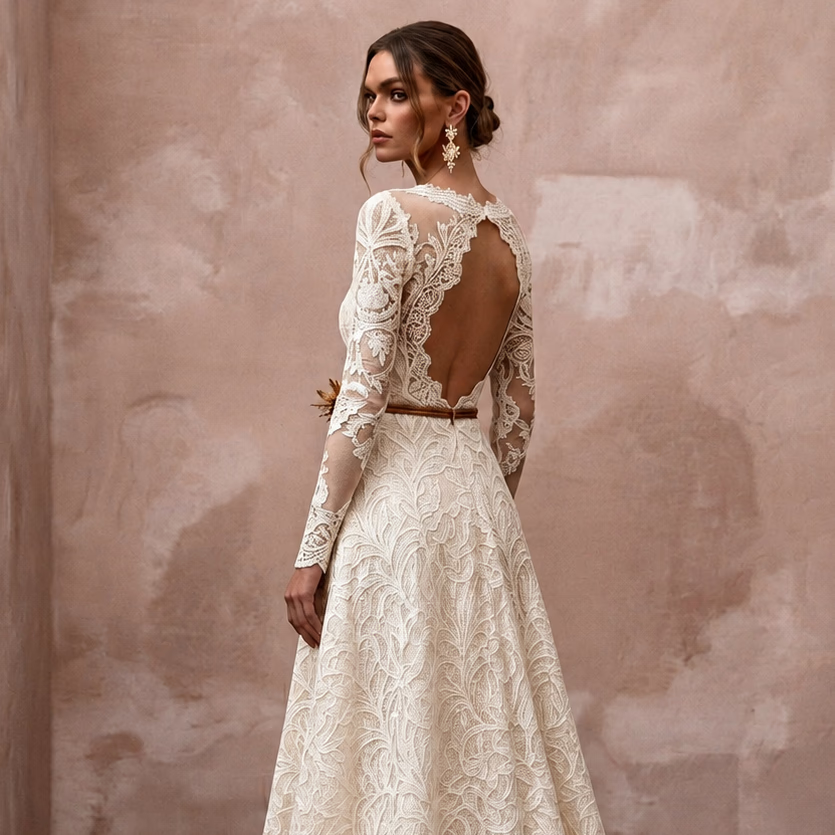 Rustic Lace Wedding Dress for an Autumn Barn Wedding