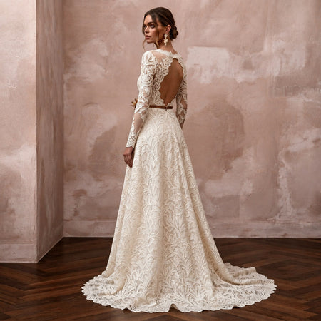 Rustic Lace Wedding Dress for an Autumn Barn Wedding