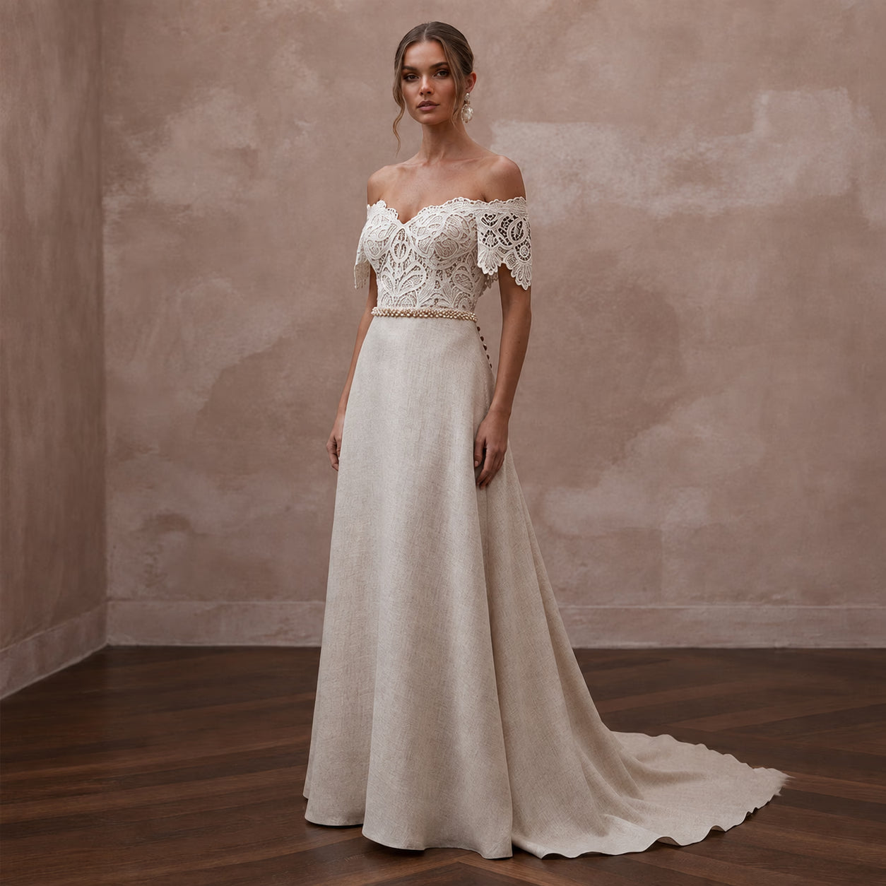 Rustic Wedding Dresses with Cotton Lace Accents - Apparel & Accessories > Clothing > Wedding & Bridal Party Dresses > Wedding Dresses - Mignonette