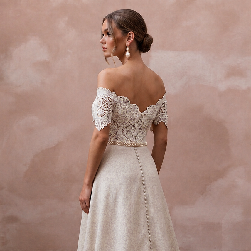 Rustic Wedding Dresses with Cotton Lace Accents