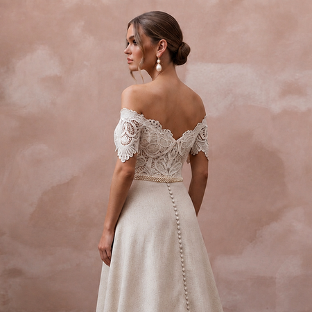 Rustic Wedding Dresses with Cotton Lace Accents