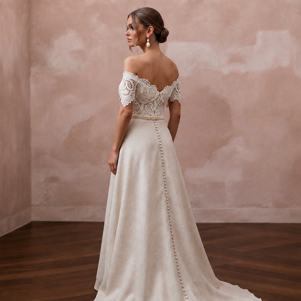 Rustic Wedding Dresses with Cotton Lace Accents