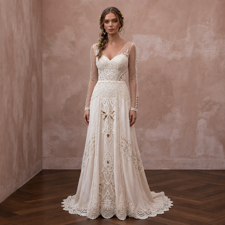 Rustic Wedding Dresses with Cotton Lace Details