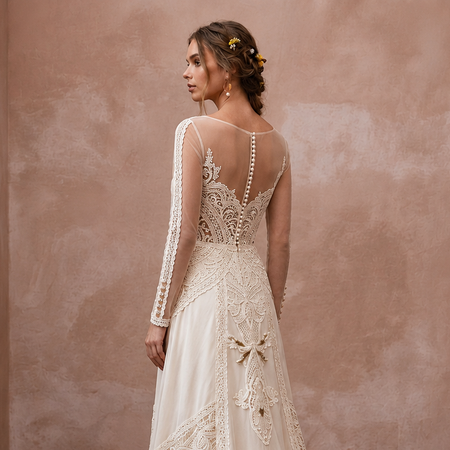 Rustic Wedding Dresses with Cotton Lace Details