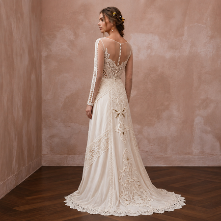 Rustic Wedding Dresses with Cotton Lace Details