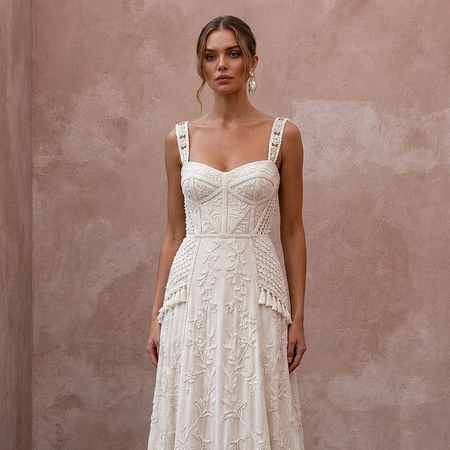 Rustic Wedding Dresses with Soft Cotton Embroidery