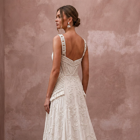 Rustic Wedding Dresses with Soft Cotton Embroidery - Apparel & Accessories > Clothing > Wedding & Bridal Party Dresses > Wedding Dresses - Mignonette Bridal