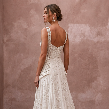 Rustic Wedding Dresses with Soft Cotton Embroidery
