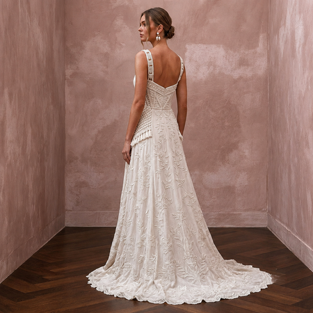 Rustic Wedding Dresses with Soft Cotton Embroidery