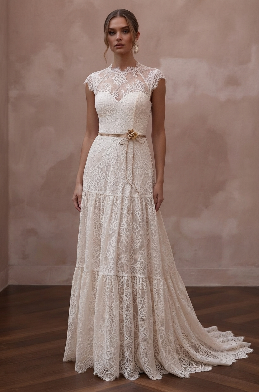 Rustic Wedding Dresses with Soft Cotton Lace Fabrics Main image