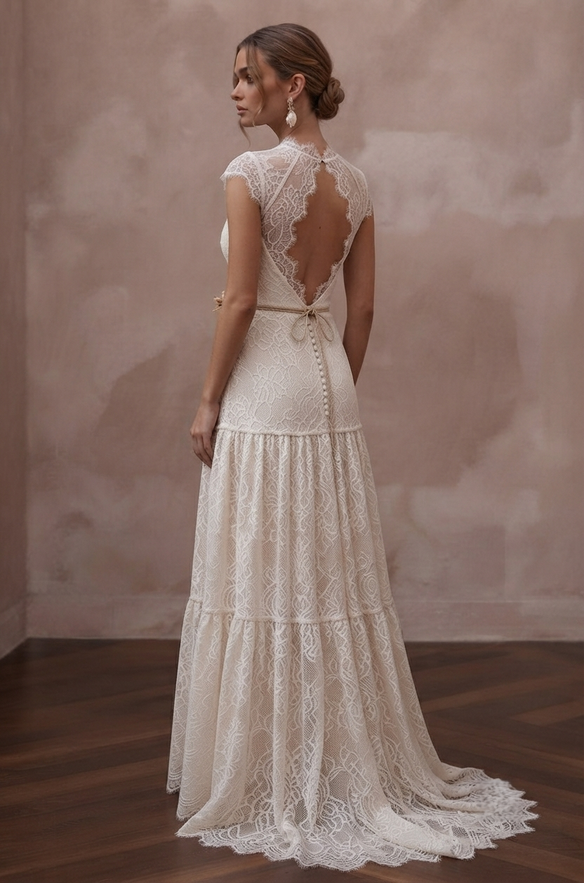 Rustic Wedding Dresses with Soft Cotton Lace Fabrics