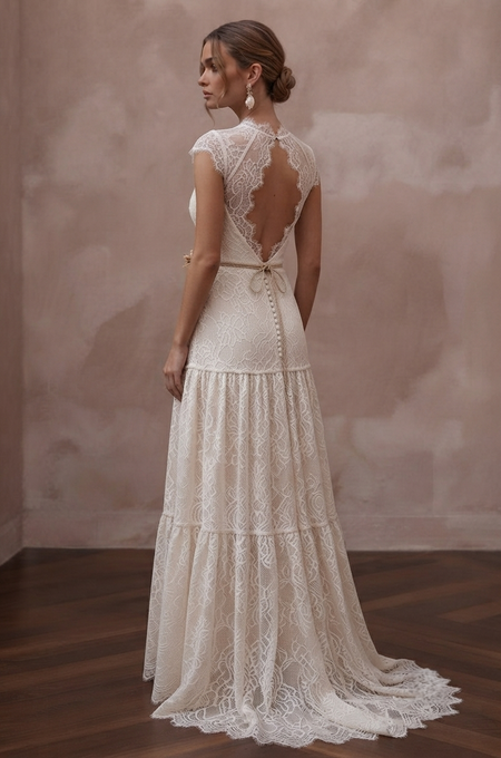 Rustic Wedding Dresses with Soft Cotton Lace Fabrics