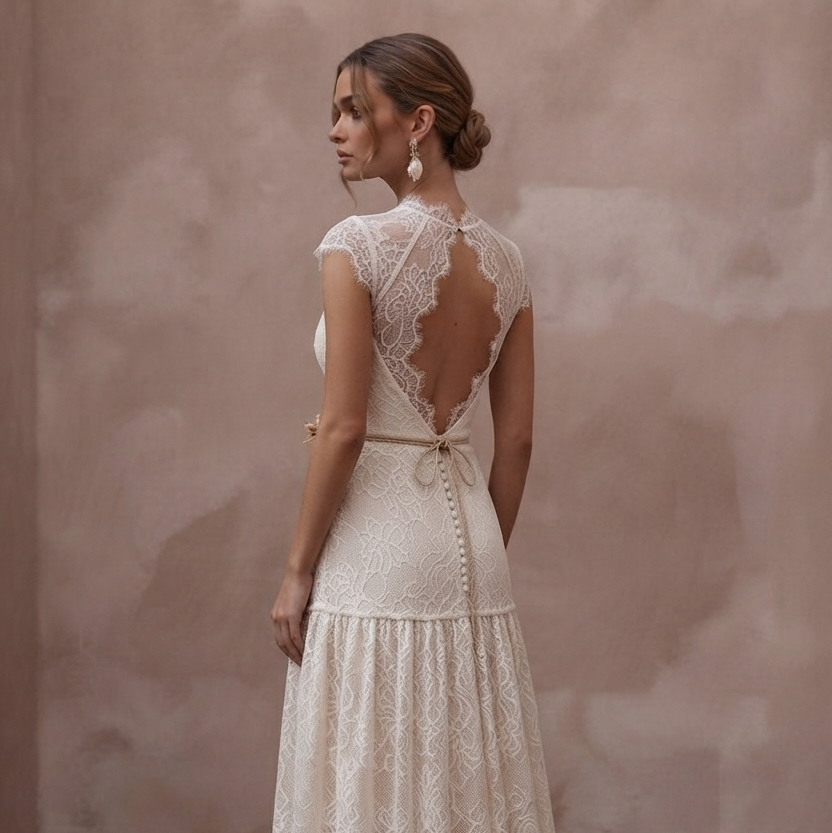 Rustic Wedding Dresses with Soft Cotton Lace Fabrics