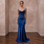 Sapphire Blue Silk Charmeuse Cowl Neck Slip Dress for Black Tie Event