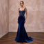 Sapphire Blue Velvet Sweetheart Neckline Mermaid Evening Gown