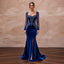 Sapphire Blue Velvet Sweetheart Neckline Mermaid Evening Gown