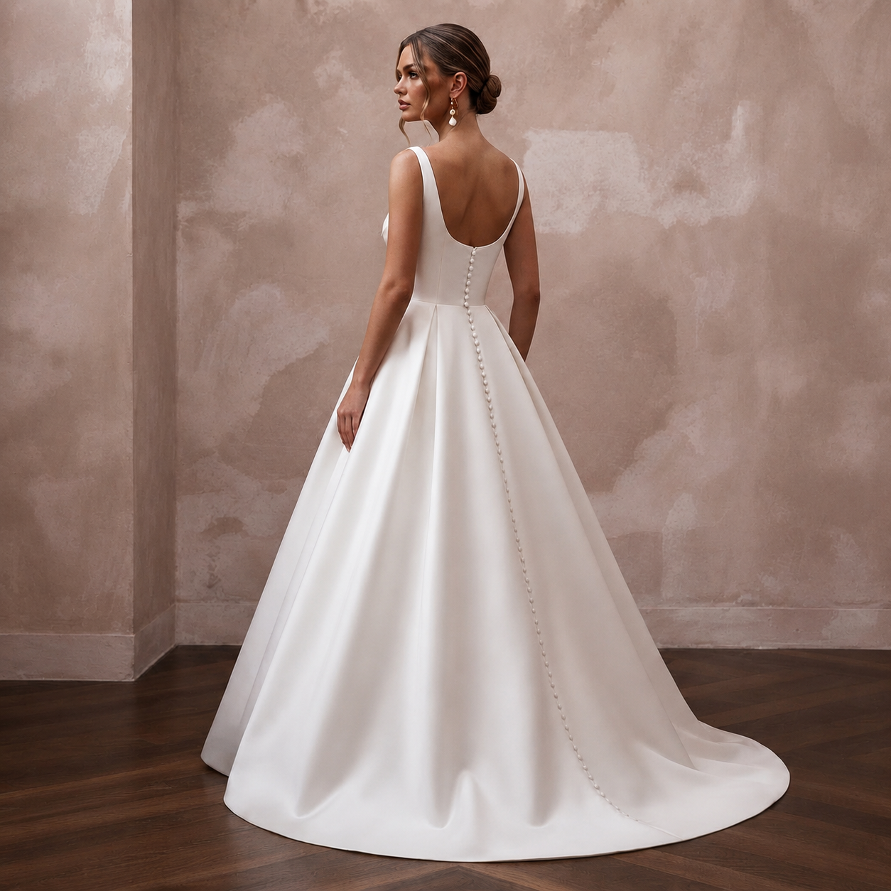 Satin-Faced Off-White Organza Minimalist Ball Gown for Courthouse Secondary image