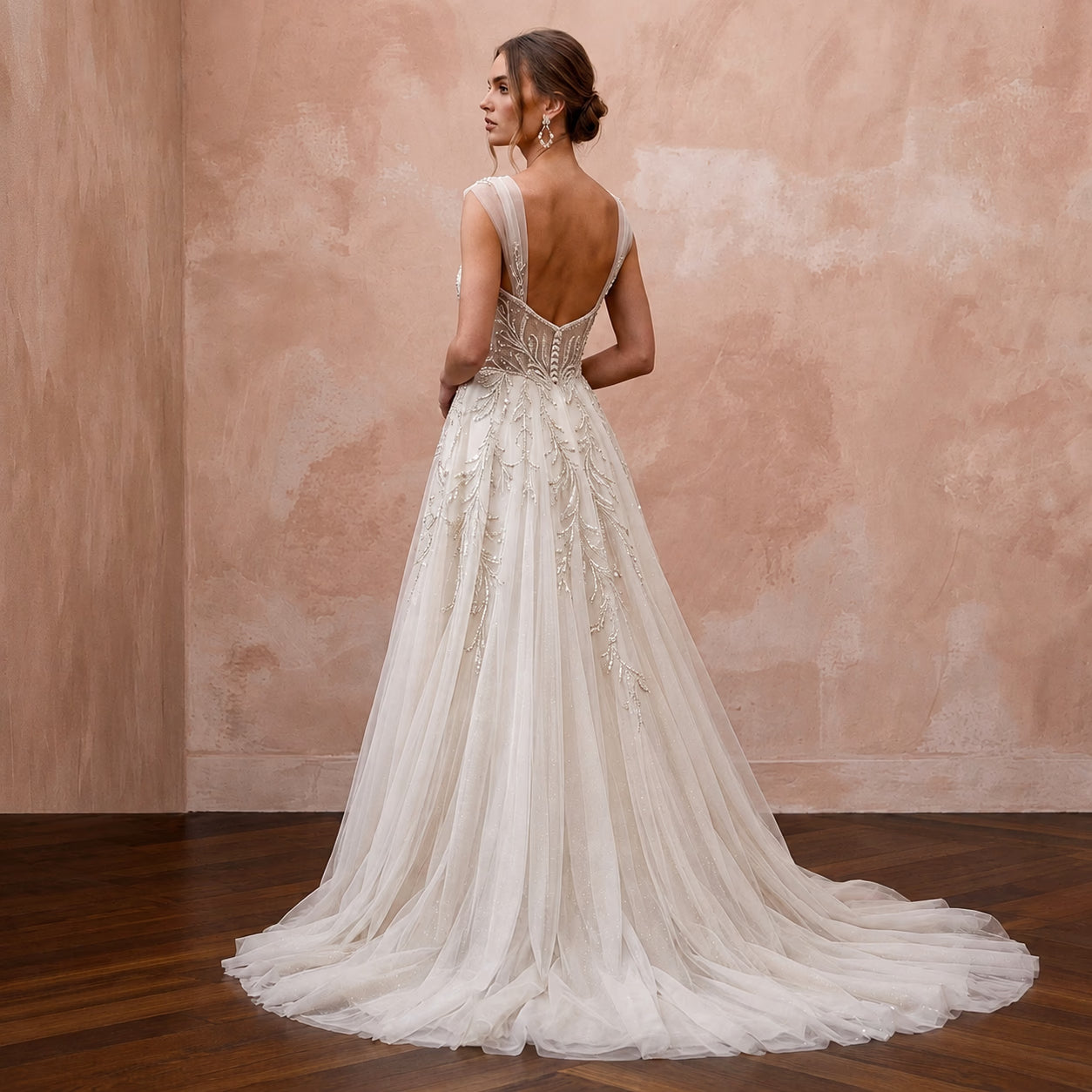 Satin Bridal Gown with Corset Bodice for a Black-Tie Ceremony
