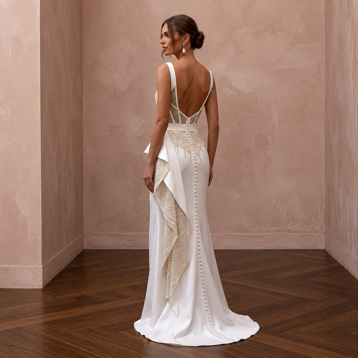 Satin Bridal Reception Dress with Corset Bodice - Apparel & Accessories > Clothing > Wedding & Bridal Party Dresses > Wedding Dresses - Mignonette Bridal