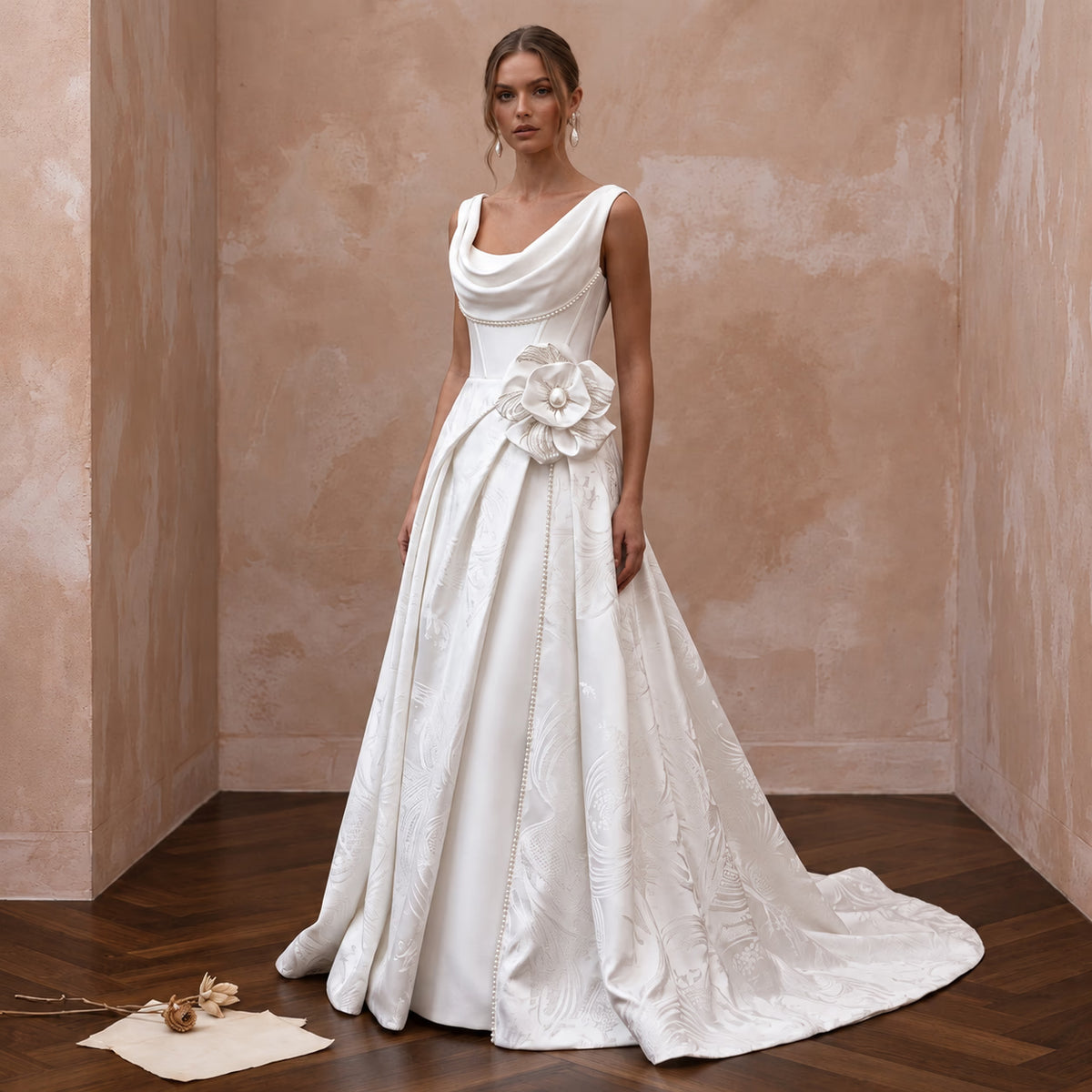 Satin Wedding Dress for a Candlelit Ballroom Ceremony - Apparel & Accessories > Clothing > Wedding & Bridal Party Dresses > Wedding Dresses - Mignonette Bridal Main image