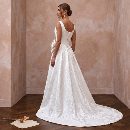Satin Wedding Dress for a Candlelit Ballroom Ceremony - Apparel & Accessories > Clothing > Wedding & Bridal Party Dresses > Wedding Dresses - Mignonette Bridal